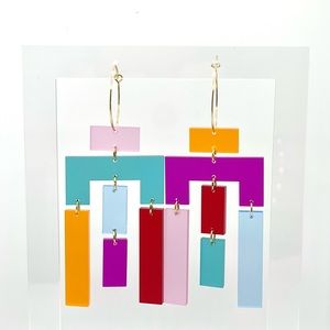 NEW FUNKY FUN COLORFUL EARRINGS HANDMADE ♥️ ACRYLIC LASER STATEMENT